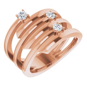 14K Rose Gold 3-Stone Family Engravable Ring Mounting
