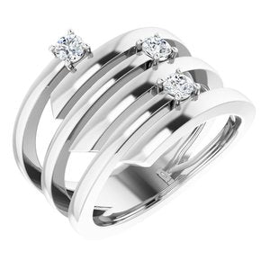 18K White Gold 3-Stone Family Engravable Ring Mounting