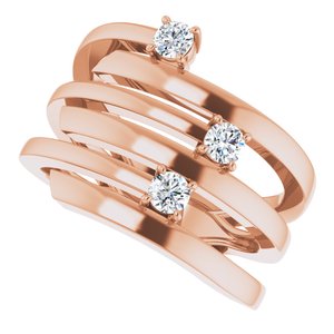 18K Rose Gold 3-Stone Family Engravable Ring Mounting