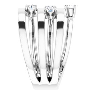 Continuum Sterling Silver 3-Stone Family Engravable Ring Mounting