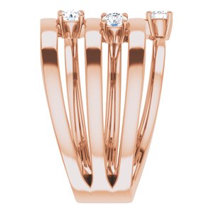 18K Rose Gold 3-Stone Family Engravable Ring Mounting