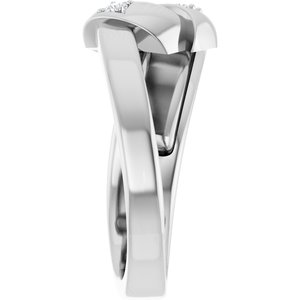14K X1 White Gold 3-Stone Family Engravable Ring Mounting
