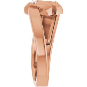 14K Rose Gold 3-Stone Family Engravable Ring Mounting