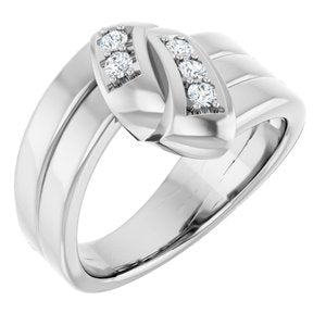 18K White Gold 5-Stone Family Engravable Ring Mounting