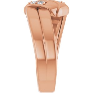 18K Rose Gold 4-Stone Family Engravable Ring Mounting