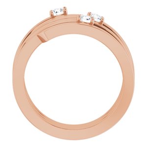 14K Rose Gold 3-Stone Family Engravable Ring Mounting