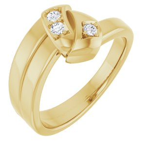 18K Yellow Gold 3-Stone Family Engravable Ring Mounting