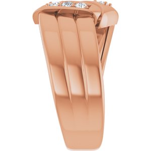 14K Rose Gold 5-Stone Family Engravable Ring Mounting