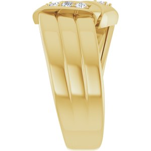 14K Yellow Gold 5-Stone Family Engravable Ring Mounting