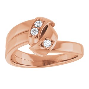 14K Rose Gold 3-Stone Family Engravable Ring Mounting