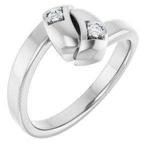 Continuum Sterling Silver 2-Stone Family Engravable Ring Mounting