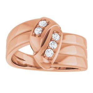 14K Rose Gold 5-Stone Family Engravable Ring Mounting