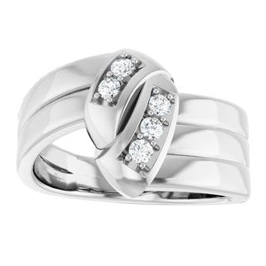 18K White Gold 5-Stone Family Engravable Ring Mounting
