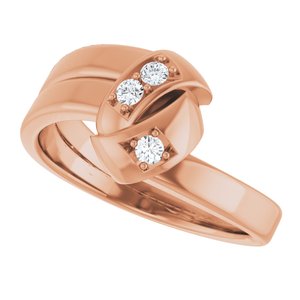 18K Rose Gold 3-Stone Family Engravable Ring Mounting