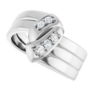18K White Gold 5-Stone Family Engravable Ring Mounting