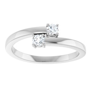 14K White Gold 2-Stone Family Ring Mounting