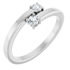 14K White Gold 2-Stone Family Ring Mounting