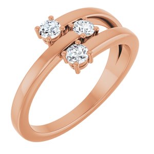 18K Rose Gold 3-Stone Family Ring Mounting