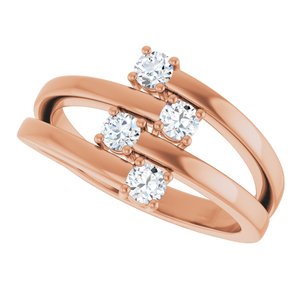 18K Rose Gold 4-Stone Family Ring Mounting