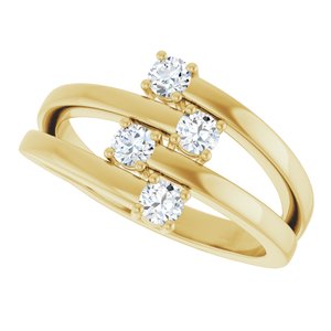 10K Yellow Gold 4-Stone Family Ring Mounting