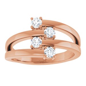 18K Rose Gold 4-Stone Family Ring Mounting