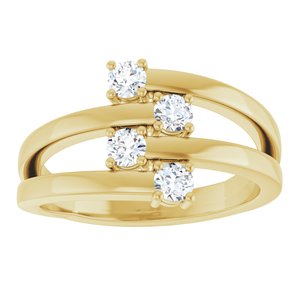 10K Yellow Gold 4-Stone Family Ring Mounting