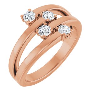 18K Rose Gold 4-Stone Family Ring Mounting
