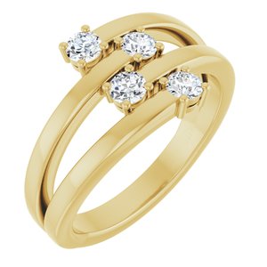 18K Yellow Gold 4-Stone Family Ring Mounting