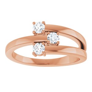 18K Rose Gold 3-Stone Family Ring Mounting