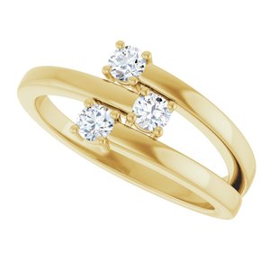 14K Yellow Gold 3-Stone Family Ring Mounting