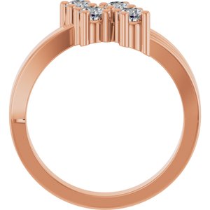 18K Rose Gold 4-Stone Family Engravable Ring Mounting