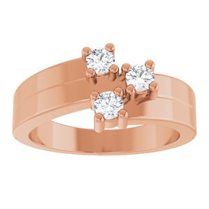 18K Rose Gold 3-Stone Family Engravable Ring Mounting