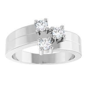 10K X1 White Gold 3-Stone Family Engravable Ring Mounting