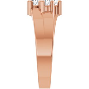 18K Rose Gold 3-Stone Family Engravable Ring Mounting