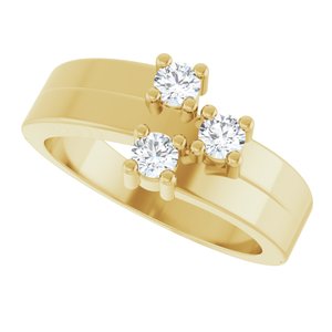 18K Yellow Gold 3-Stone Family Ring Mounting
