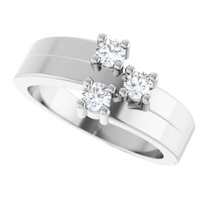18K Palladium White Gold 3-Stone Family Engravable Ring Mounting