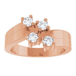 18K Rose Gold 4-Stone Family Engravable Ring Mounting