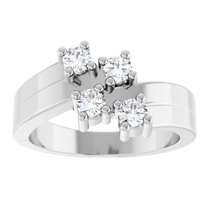 18K White Gold 4-Stone Family Engravable Ring Mounting