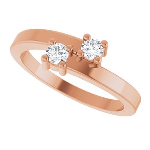 18K Rose Gold 2-Stone Family Engravable Ring Mounting