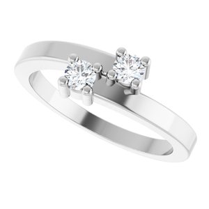 18K Palladium White Gold 2-Stone Family Engravable Ring Mounting