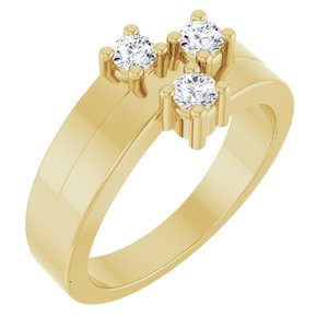 18K Yellow Gold 3-Stone Family Ring Mounting