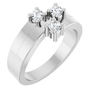 18K X1 White Gold 3-Stone Family Engravable Ring Mounting