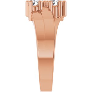 18K Rose Gold 4-Stone Family Engravable Ring Mounting