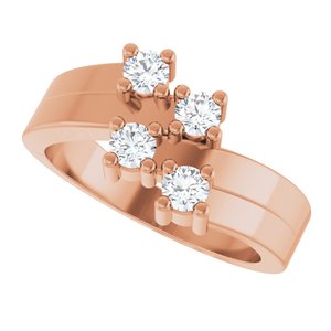 18K Rose Gold 4-Stone Family Engravable Ring Mounting