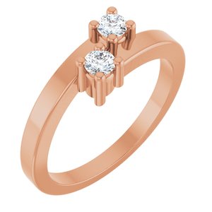 18K Rose Gold 2-Stone Family Engravable Ring Mounting