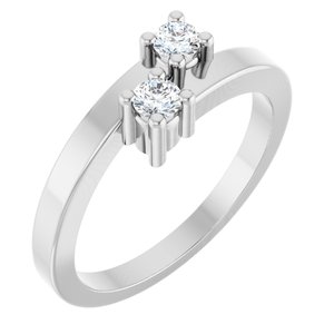 18K Palladium White Gold 2-Stone Family Engravable Ring Mounting
