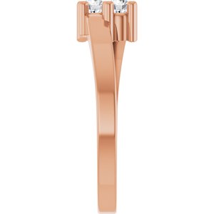 18K Rose Gold 2-Stone Family Engravable Ring Mounting