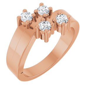 18K Rose Gold 4-Stone Family Engravable Ring Mounting