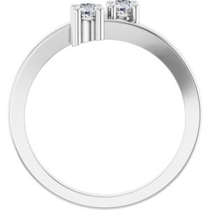 18K X1 White Gold 2-Stone Family Engravable Ring Mounting