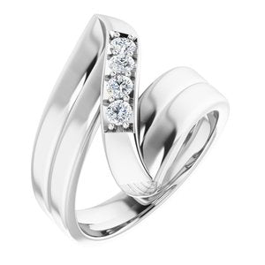 14K White Gold 4-Stone Family Ring Mounting